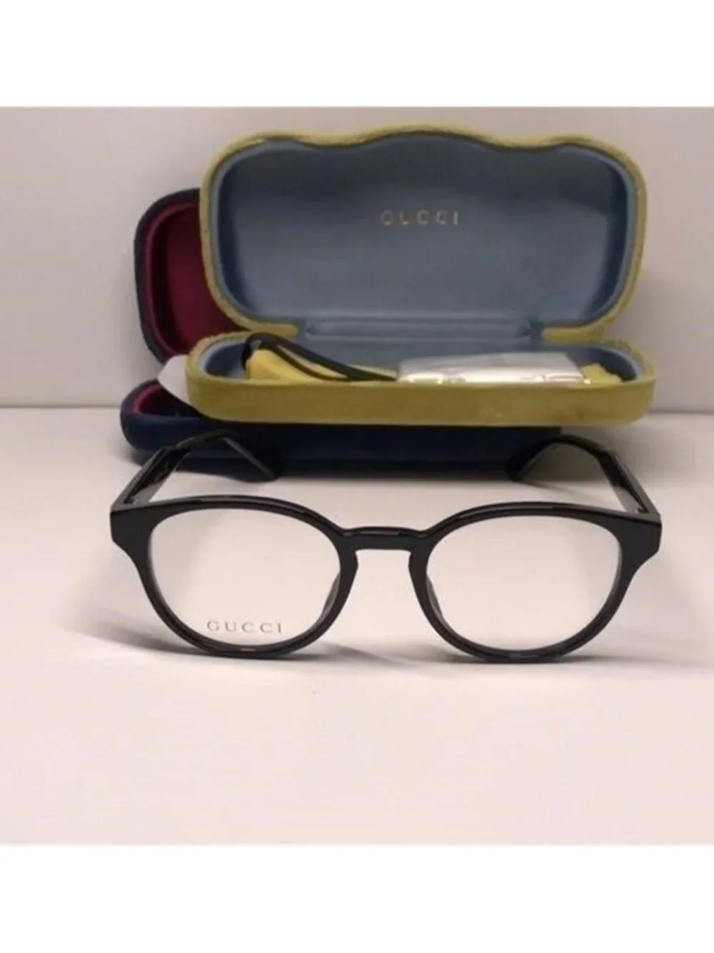 New Authentic Gucci GG0827O 001 Black Round Eyeglasses - Picture 9 of 12